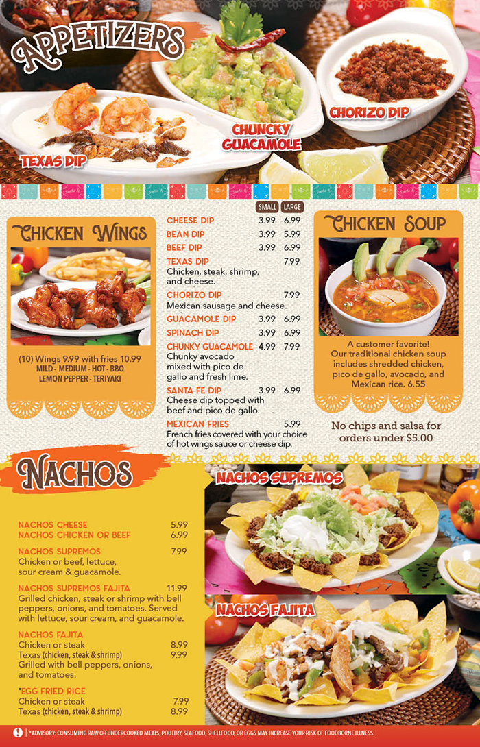 Menu Santa Fe Mexican Restaurant